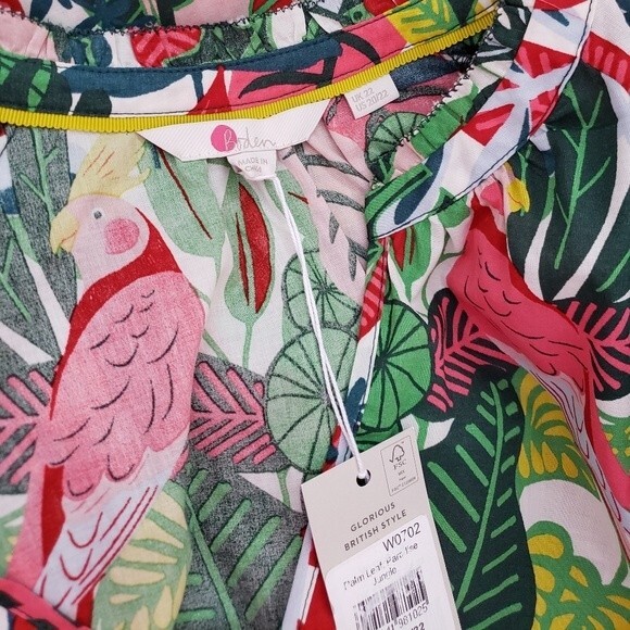 Boden 100% Cotton Heather Palm Leaf Paradise Tropical Jungle Blouse/Top - Picture 9 of 11